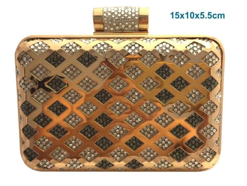 Blingustyle Design Funkelnde Kristall Diamante Metall Gold Abend Party Hard Clutch Tasche von BlingUstyle