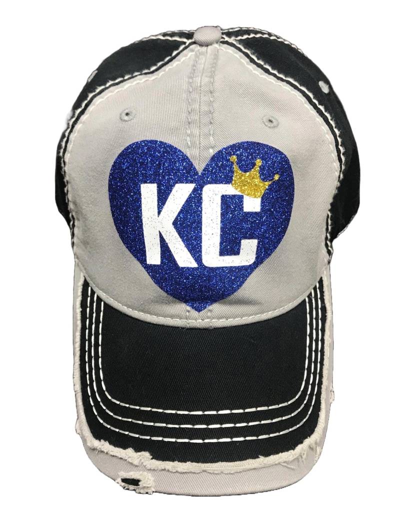 I Herz Kc Baseball Bling Hut - Royal Blau Und Gelb Gold Anpassbare Individuelle Farben von BlingirlSpirit