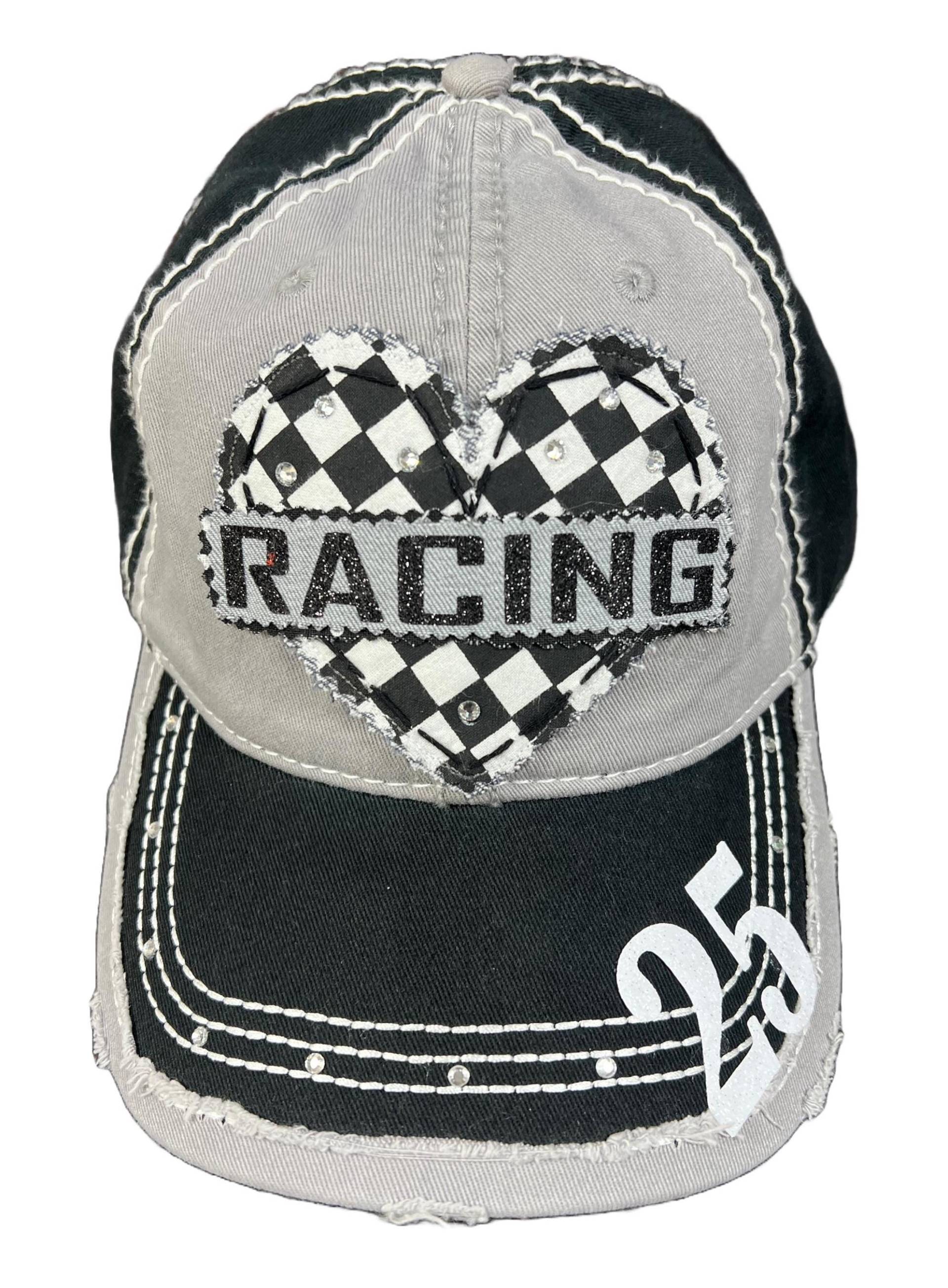 Karierte Herz Racing Mom Hat - Custom Racing Rennwagen-Mütze Personalisiert Mit Nummer Und Name Oder Initialien Alle Arten Von Rennautos von BlingirlSpirit