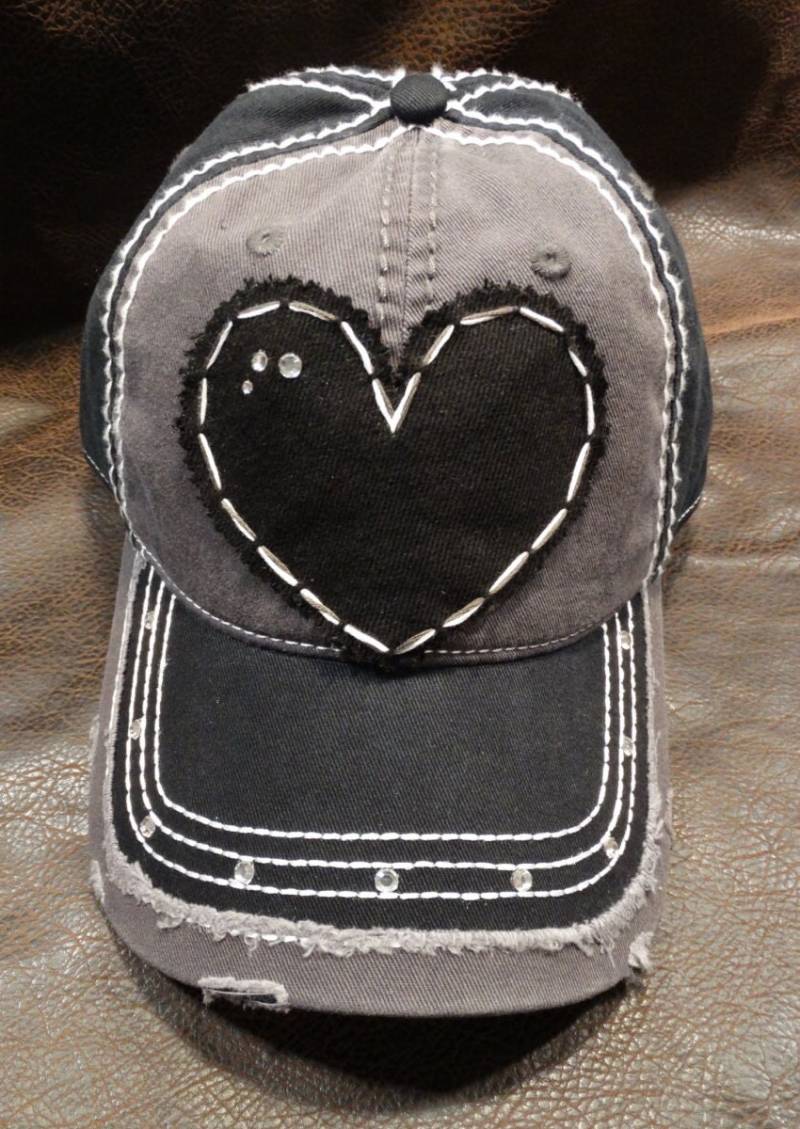Liebe Herz Distressed Hat - Love Bling Hut von BlingirlSpirit