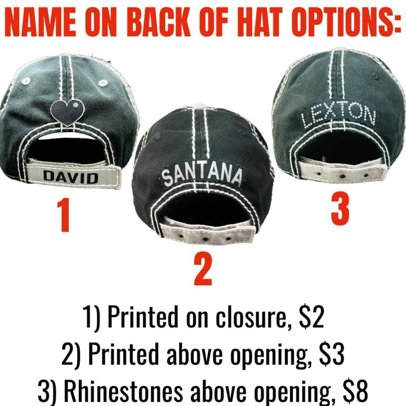 Name Auf Der Rückseite - Fügen Sie Diese Auflistung Zu Ihrer Hutbestellung Hinzu, Um Ihres Huts Einen Namen Hinzuzufügen 3 Optionen Wahl von BlingirlSpirit