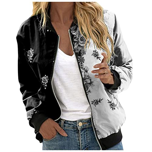 Blingko Casual Jacke Damen Reißverschluss Casual Jacken Herbst/Frühling dünne Jacke Ubergangs Jacke Sommerjacken Für Frauen Sportliche Übergangsjacke Damenjacke Damenbekleidung von Blingko