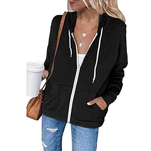 Blingko Damen Kapuzenjacke mit Reißverschluss Hoodie Casual Sweatshirts Jacke Sport Fit mit Tasche Kapuzenpullover Sweatshirtjacke Pullover Oberteile Basic Sweatjacke von Blingko