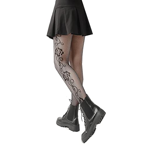 Blingko Damen Netzstrümpfe Netzstrumpfhosen Sexy Schwarz Fischnetzsocken Strumpfhosen für Kostüm Fasching Hohe Taille Fischernetz Strümpfe Transparente Erotik Mesh Socken von Blingko