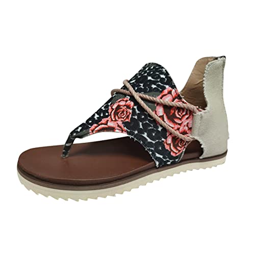 Blingko Damen Sandaletten, Lässig Riemchensandalen Flip Flop Plateau Strandschuhe Flache Flip Flops Atmungsaktiv Strand Sandale Basic Keilsandalen Sandalen Damen mit Absatz 43 von Blingko