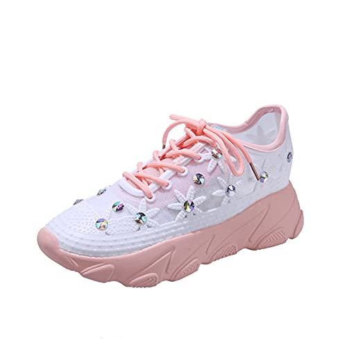 Blingko Damen Sneaker Weiss Damen-Straßenlaufschuhe Walking Athletic Tennis Outdoor Sportschuhe Straßenlaufschuhe Sneaker Damen Glitzer Adventskalender Frauen von Blingko