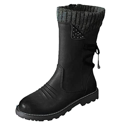 Blingko Damen Stiefeletten Plateau Boots Sexy Flach Winterstiefel Klassisch Damenschuhe Wasserdicht Wüstenstiefel Flache Ferse Westernstiefel Winterstiefel von Blingko