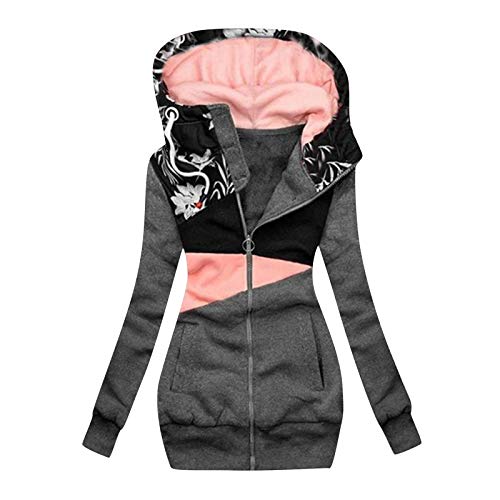 Blingko Damen Übergangsjacke Mode Druck Softshelljacke Angenehm Herbstjacke Leicht Gemütliche Wintermantel Passt Winterjacke Langarm College Jacke Oversized Jacke Full Zip Kapuzenjacke von Blingko