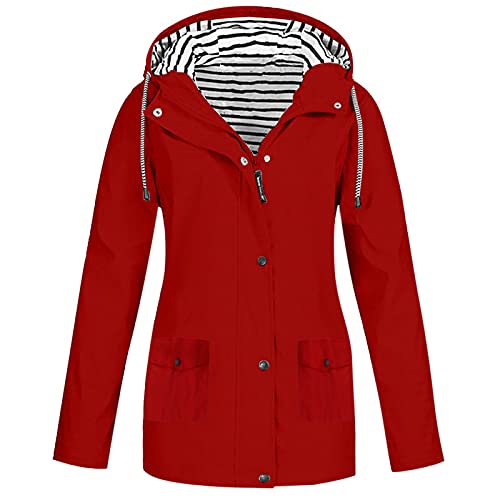 Blingko Damen Übergangsjacken Herbst Winter Regenjacke Plus Samt Windjacke Wasserdicht Atmungsaktiv Regenparka Dicker Warm Wintermantel Einfarbig Funktionsjacken Komfortable Outdoormäntel von Blingko