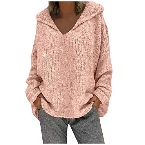 Blingko Damenmode lose große einfarbige Kapuze mit Langen Ärmeln Pullover Tops Weiß, Rosa, Gelb, Rot, Lila, Grau, Schwarz, Orange, Beige, Marineblau S/M/L/XL/XXL/XXXL von Blingko