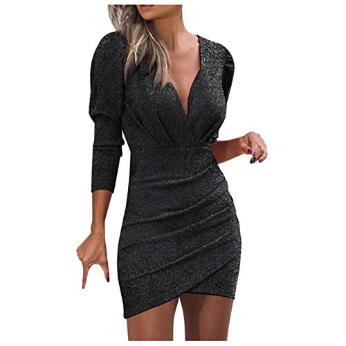 Blingko Festliche Kleider Mädchen Elegant Schulterfreies Kleid Langarm Festlich Hochzeit Kleider Frauen Festliches Kleid Hohe Taille Abschlusskleid Lange Samtkleid Strickkleider Weihnachtskleid von Blingko