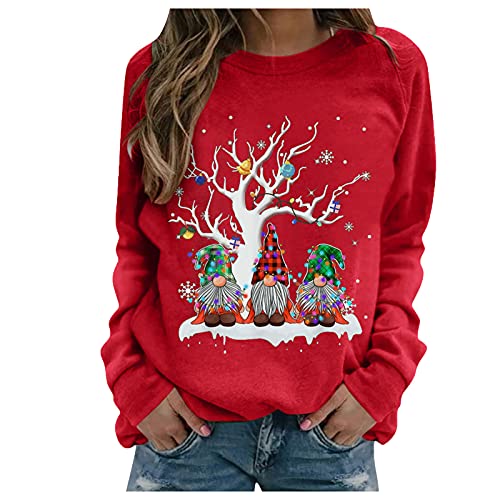 Blingko Norweger Pullover Damen mit Xmas Muster Aufdruck Pulli Frauen Lässige Sport Oberteile Weihnachtsmotiv Winterpulli Leicht Gemütliche Weihnachtspullis Festival Outfit Damen Weihnachtspullover von Blingko