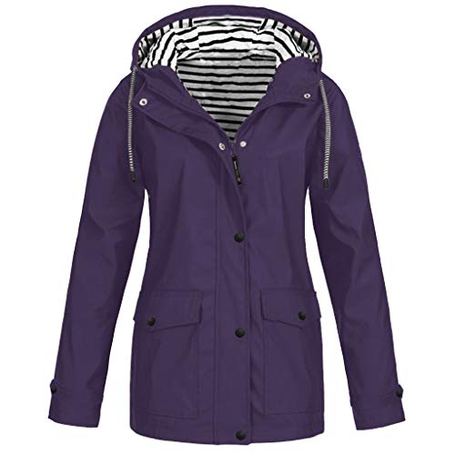 Blingko Regenjacke Damen Atmungsaktiv Regenmantel mit Kapuze,Wasserdicht Windjacke Regenparka Leicht Große Größen Wanderjacke Funktionsjacke Outdoorjacken Sportjacken Softshell Übergangsjacke von Blingko