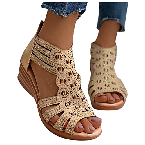 Blingko Sandalen Damen Flach 42 Lässig Riemchensandalen Frauen Mädchen Sandaletten Leicht Bequem Sommersandalen Atmungsaktiv Strand Sandale Sandaletten Slide Sandal Sandalen Damen mit Absatz Weiß von Blingko