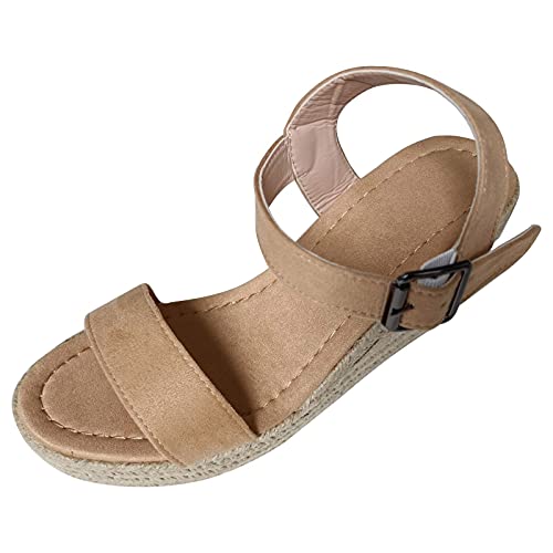 Blingko Sandalen Damen Flach 42 Lässig Riemchensandalen Frauen Mädchen Sandaletten Leicht Bequem Sommersandalen Atmungsaktiv Strand Sandale Sandaletten Slide Sandal Sandalen Damen mit Absatz Weiß von Blingko