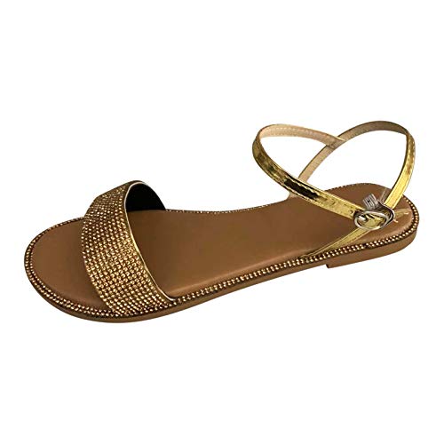 Blingko Sandalen Damen Flach Elegant, Lässig Riemchensandalen Cross Strap Buckle Riemchen Römersandalen Flache Flip Flops Vintage Sexy Sandalen Sandaletten Slide Sandal Sandalen Damen 43 Weit von Blingko