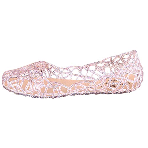 Blingko Sandalen Mädchen Glitzer Strass Peep Toe Slippers Sommerschuhe Elegant Römersandalen Bohemian Sandaletten Basic Keilsandalen Sandalen Damen Weiße Sohle, Rosa, 38 EU von Blingko