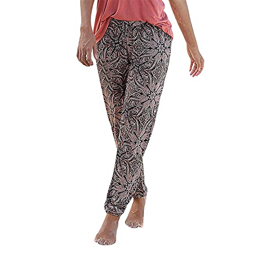 Blingko Sommerhose Damen Leicht Strand Haremshose Aladin Blume Drucken Pumphose Oversize Baggy Blumenmuster Boho Lange Hose Stoffhose Ballonhose Pluderhose Gedruckten Yogahose, K*braun, XL von Blingko