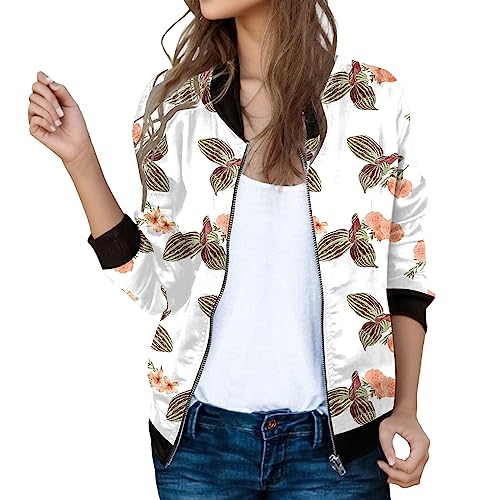 Bomberjacke Damen Damenjacke mit Taschen Leichte Jacken Jacken Sommer Bekleidung Bomberjack Blouson Seidenblouson Cardigan Spring Jacket Women Damen Jacke Sommer von Blingko