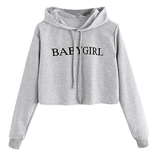 Damen Kapuzenpullover Kurz Sweatjacke Cropped Kapuzenjacke Hoodie Cropped Pullover Mädchen Bauchfrei Sweatshirt mit Kapuze Kurz Jacke Casual Langarm Shirts Kordelzug Oberteil Bluse Tops Streetwear von Blingko