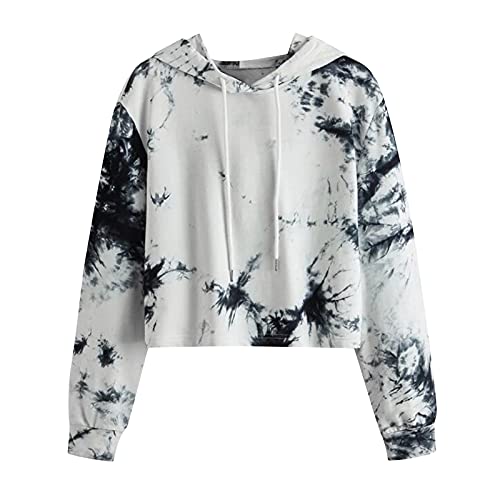 Damen Kapuzenpullover Kurz Sweatjacke Cropped Kapuzenjacke Hoodie Cropped Pullover Mädchen Bauchfrei Sweatshirt mit Kapuze Kurz Jacke Casual Langarm Shirts Kordelzug Oberteil Bluse Tops Streetwear von Blingko