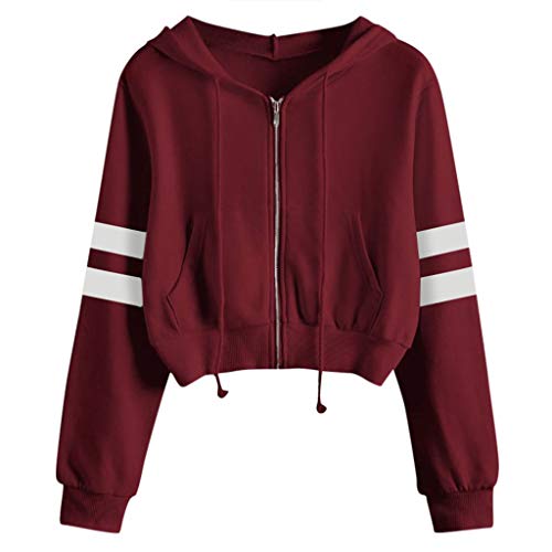 Damen Kapuzenpullover Kurz Sweatjacke Cropped Kapuzenjacke Hoodie Cropped Pullover Mädchen Bauchfrei Sweatshirt mit Kapuze Kurz Jacke Casual Langarm Shirts Kordelzug Oberteil Bluse Tops Streetwear von Blingko