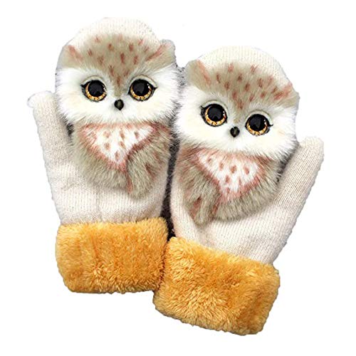 Handschuhe Damen Mädchen 3D Tiermuster Plüsch Halb Handschuhe Dicken Warmen Fingerhandschue Cartoon Tier Bär Katze Krallen Winterhandschuhe Handgestrickte Haustierhandschuhe von Blingko