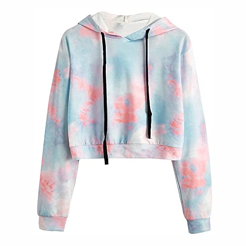 Kapuzenpullover Damen Kurz Sweatjacke Cropped Kapuzenjacke Hoodie Pullover Bauchfrei Sweatshirt mit Kapuze Jacke Kordelzug Oberteil Bluse Tops Streetwear Langarmshirt Langarmbluse von Blingko