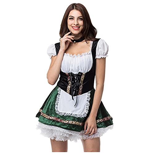 Sexy Rock Damen Dienstmädchen-Outfit, Oktoberfest Kleid Body Sculpting Bühnenkostüm Kostüm Mädchen Kleider Body Shaper Herbst Pocket Oberteil Tops Große Größe Kleid von Blingko