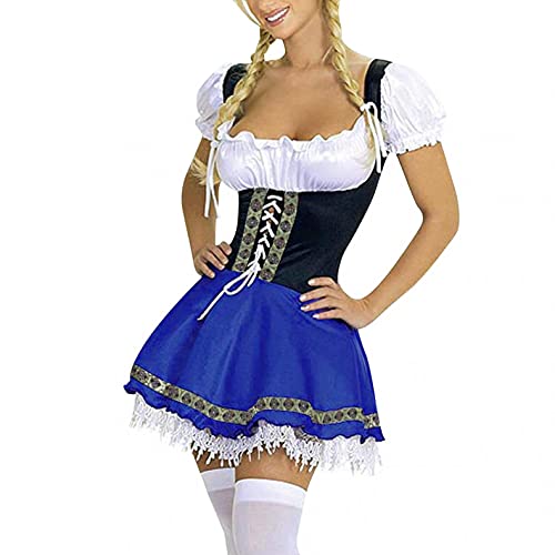 Sexy Rock Damen Dienstmädchen-Outfit, Oktoberfest Kleid Body Sculpting Bühnenkostüm Kostüm Mädchen Kleider Body Shaper Herbst Pocket Oberteil Tops Große Größe Kleid von Blingko