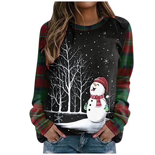 Weihnachtspulli Damen Sweatshirt Weihnachtsmann Druck Weihnachtspullover Rundhals Pullover Christmas Lustig Langarmshirt Weihnachten Motiv Pulli Teenager Mädchen Streetwear von Blingko