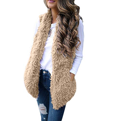 Blingko Weste Damen Winter Kunstpelz Weste Ärmellose Fellweste Große Größen, Jacke Winterjacke Lange Mantel Oberteile Outwear Warm Pelzweste Pelzjacke Pelzmantel von Blingko