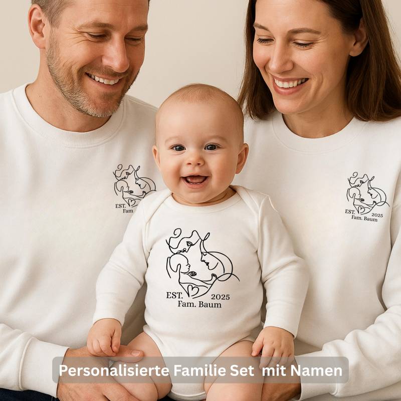 Familie Partnerlook Sweatshirt Set Personalisiert, Mama Papa Mini Pullover & Baby Body, Matching Outfit Weihnachten Geschenkidee von BlingweltStudio