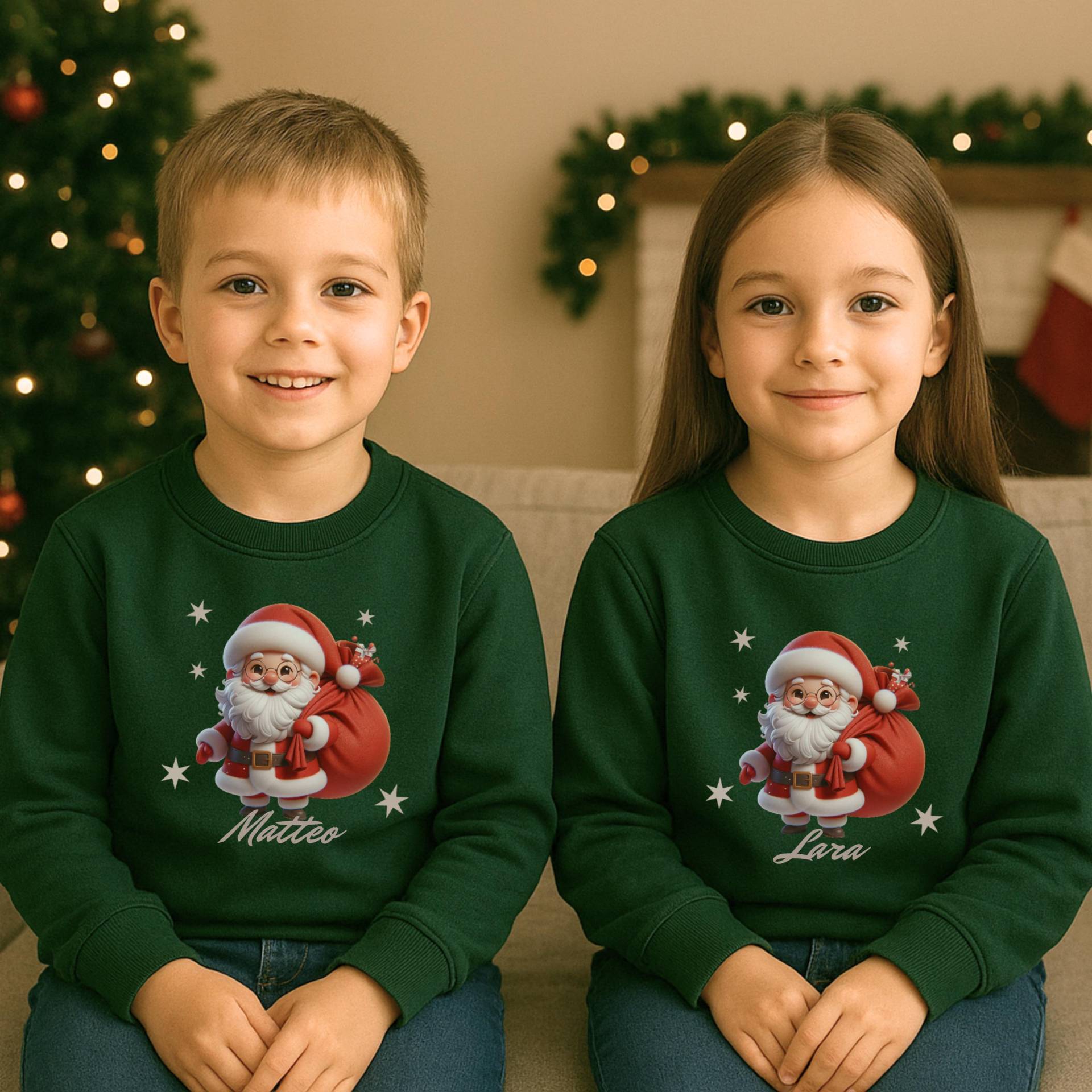 Personalisiertes Kinder Weihnachten Pullover, Passende Weihnachtsoutfits Geschwister, Partnerlook Weihnachtspullover, Weihnachtsgeschenk von BlingweltStudio