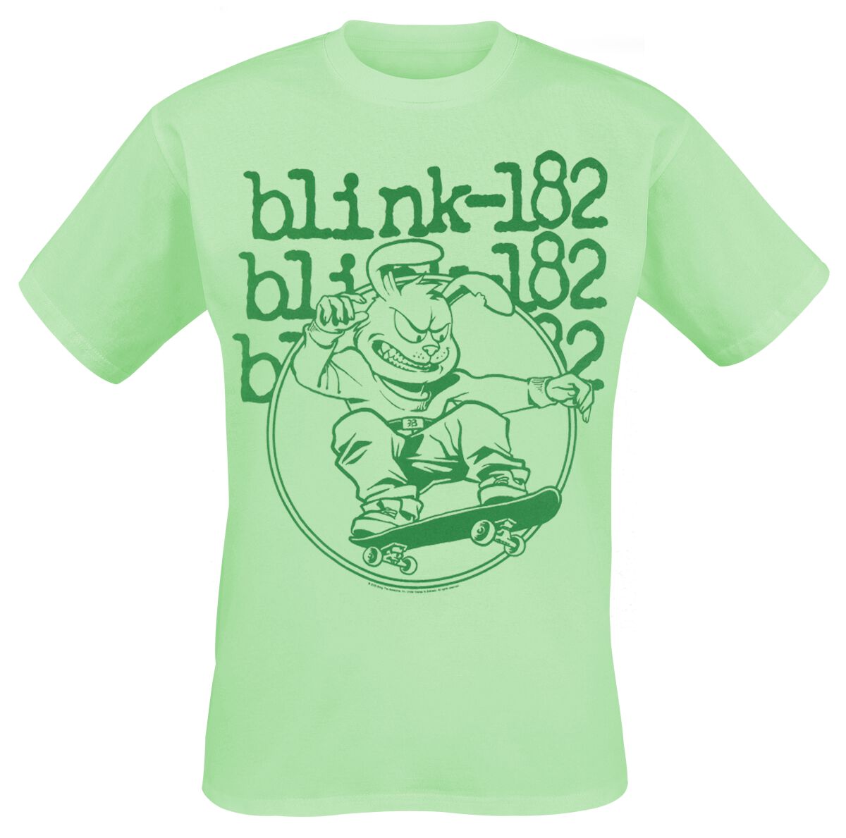 Blink-182 T-Shirt - Skateboard Bunny Mono - S bis 3XL - für Männer - Größe 3XL - grün  - Lizenziertes Merchandise! von Blink-182