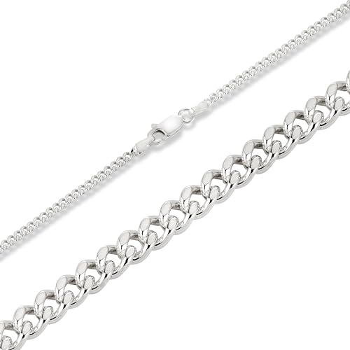 BlinqBlinq Cuban Chain Silberkette in 1mm 2mm 3mm 925 Sterling Silber Panzerkette Längen 40cm 50cm 60cm Cubana Unisex Echtsilber Halskette Herren oder Halskette Damen (40, 2mm) von BlinqBlinq