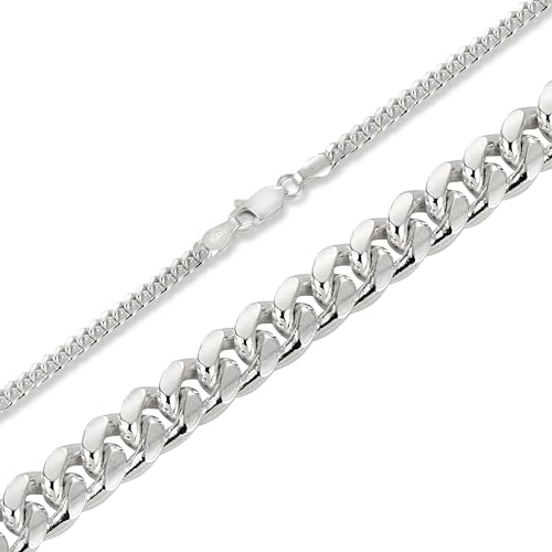 BlinqBlinq Cuban Chain Silberkette in 1mm 2mm 3mm 925 Sterling Silber Panzerkette Längen 40cm 50cm 60cm Cubana Unisex Echtsilber Halskette Herren oder Halskette Damen (50, 3mm) von BlinqBlinq