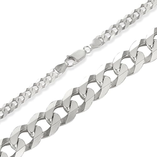 BlinqBlinq Cuban Chain Silberkette in 1mm 2mm 3mm 925 Sterling Silber Panzerkette Längen 40cm 50cm 60cm Cubana Unisex Echtsilber Halskette Herren oder Halskette Damen (50.00, 6mm (flach)) von BlinqBlinq