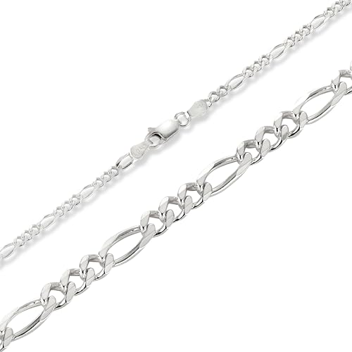 BlinqBlinq Figaro Silberkette in 3mm 6mm 925 Sterling Silber Längen 40cm 50cm 60cm Silberschmuck Halskette für Damen - Kein verfärben und wasserfest (40, 3mm) von BlinqBlinq