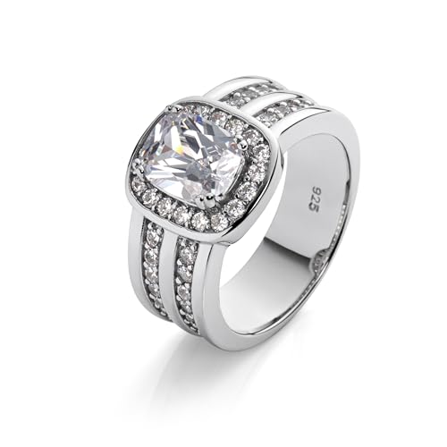 Eleganter Damen Ring aus 925 Sterling Silber mit Zirkonia Stein (Diamant Optik) – Perfekter Verlobungsring oder Geschenk für Freundin - Venedig (60) von BlinqBlinq