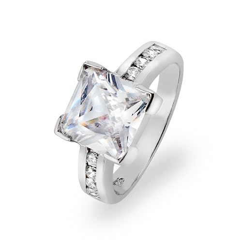 Eleganter Damen Ring aus 925 Sterling Silber mit Zirkonia Stein (Diamant Optik) in edler Geschenkbox - Mailand von BlinqBlinq