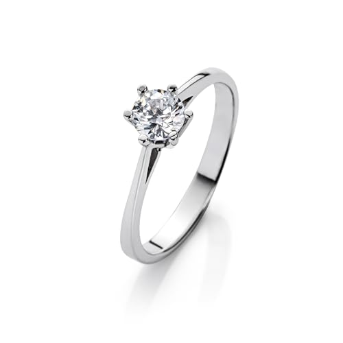 Eleganter Damen Ring aus 925 Sterling Silber mit Zirkonia Stein (Diamant Optik) in edler Geschenkbox - Verlobungsring - Schmaler Ring - Belfast (50) von BlinqBlinq