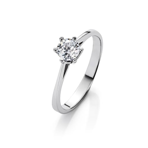 Eleganter Damen Ring aus 925 Sterling Silber mit Zirkonia Stein (Diamant Optik) in edler Geschenkbox - Verlobungsring - Schmaler Ring - Belfast (52) von BlinqBlinq