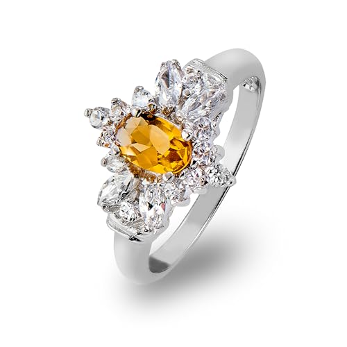 Eleganter Damen Ring aus 925 Sterling Silber mit Zirkonia Stein in Orange (Diamant Optik) in edler Geschenkbox - Amsterdam (60) von BlinqBlinq