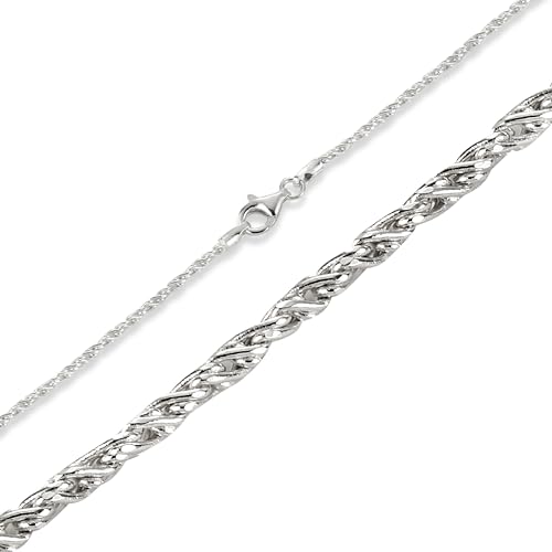 Kordelkette Echtsilber Diamant geschliffen 2,2mm Breite 925 Sterling Silber Schmuck Silberkette Längen 45cm 50cm 55cm 60cm Herren Halskette oder Damen Halskette (55) von BlinqBlinq