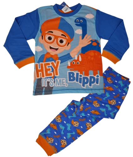 Blippi Dinosaurier-Schlafanzug, offizielles Lizenzprodukt, 18-5 Jahre, blau / orange, 104 von Blippi