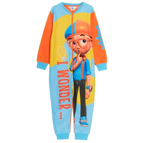 Blippi-Einteiler für Jungen und Mädchen, Fleece-Pyjama, All-in-One, passender, weicher, Warmer Unisex-Pyjama mit Reißverschluss und Loungewear für Kinder von Blippi