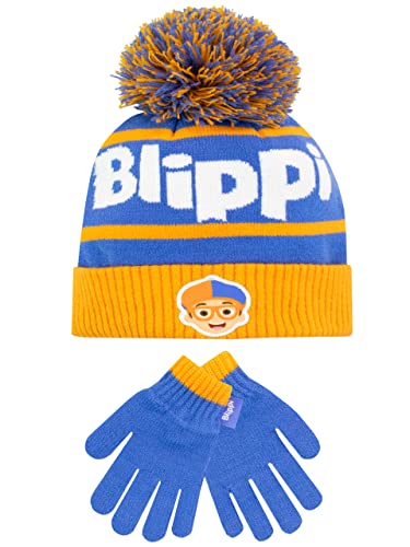 Blippi Kinder Wintermütze und Handschuhe Set Blau One Size von Blippi