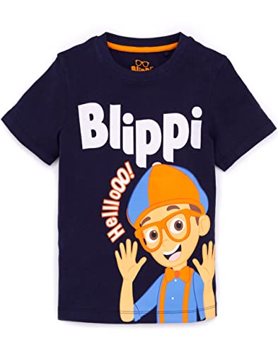 Blippi T-Shirt Kinder Jungen Kleinkinder Cartoon Navy Kurzarm Top 2-3 Jahre von Blippi