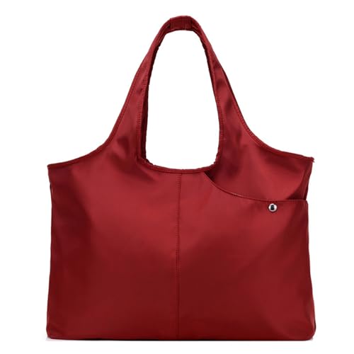 Blifulady modische große Schultertasche für Damen, wasserdicht, multifunktional, Nylon, lässige Schultertasche, Weinrot von Blisfulady